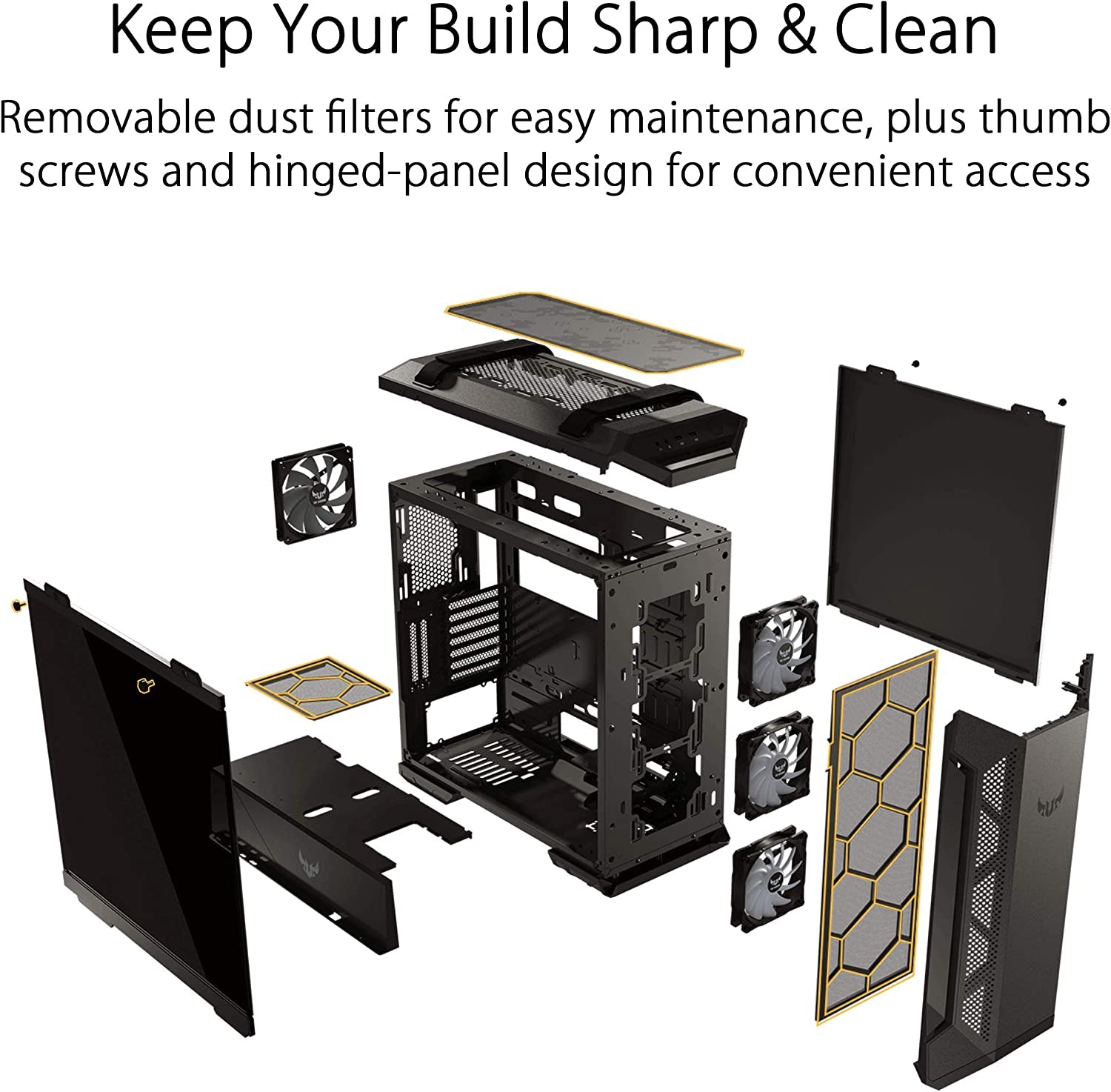         ASUS TUF Gaming GT501 Mid-Tower ATX PC Case – Tempered Glass & High Airflow